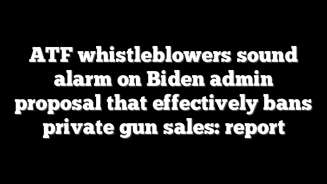 ATF whistleblowers sound alarm on Biden admin proposal that effectively bans private gun sales: report
