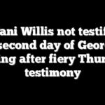 DA Fani Willis not testifying in second day of Georgia hearing after fiery Thursday testimony