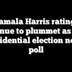 Kamala Harris ratings continue to plummet as 2024 presidential election nears: poll