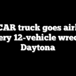 NASCAR truck goes airborne in fiery 12-vehicle wreck at Daytona