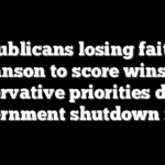 Republicans losing faith in Johnson to score wins on conservative priorities during government shutdown fight