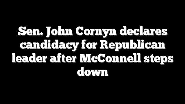 Sen. John Cornyn declares candidacy for Republican leader after McConnell steps down