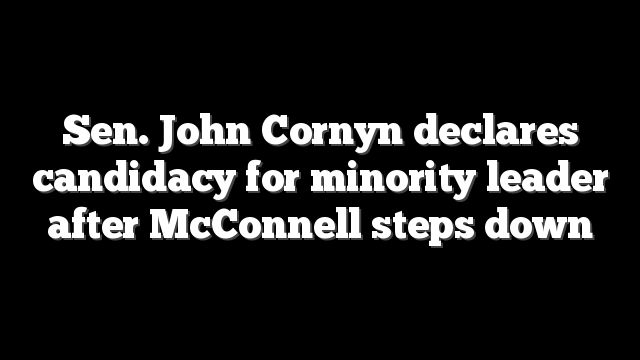 Sen. John Cornyn declares candidacy for minority leader after McConnell steps down