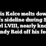 Travis Kelce melts down on Chiefs sideline during Super Bowl LVIII, nearly knocks Andy Reid off his feet