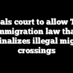 Appeals court to allow Texas immigration law that criminalizes illegal migrant crossings