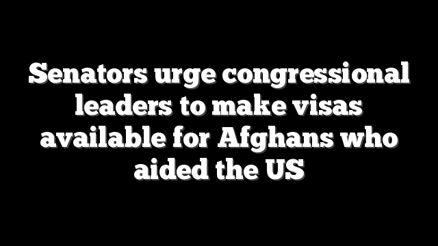 Senators urge congressional leaders to make visas available for Afghans who aided the US