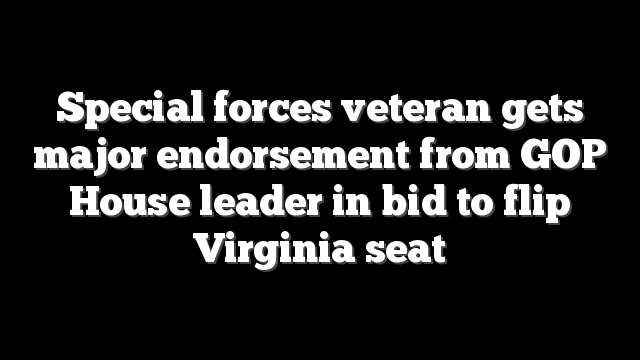 Special forces veteran gets major endorsement from GOP House leader in bid to flip Virginia seat