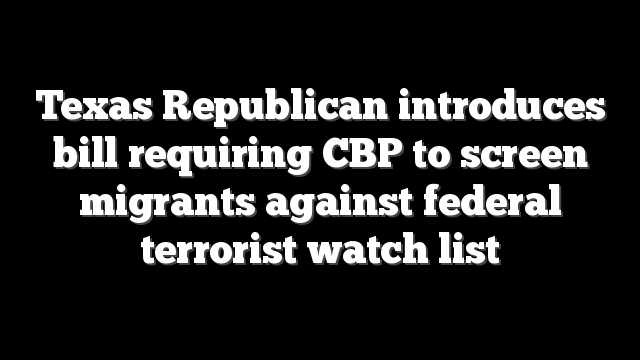 Texas Republican introduces bill requiring CBP to screen migrants against federal terrorist watch list