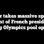 Diver takes massive spill in front of French president during Olympics pool opening