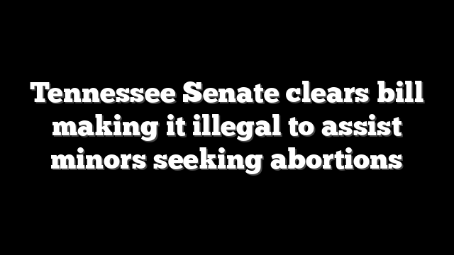 Tennessee Senate clears bill making it illegal to assist minors seeking abortions