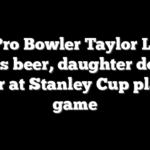 NFL Pro Bowler Taylor Lewan chugs beer, daughter downs water at Stanley Cup playoff game