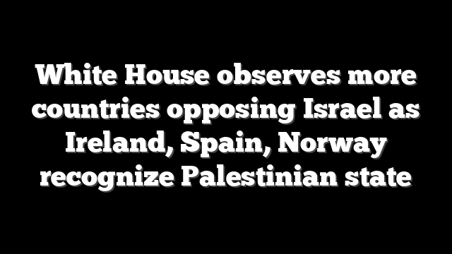 White House observes more countries opposing Israel as Ireland, Spain, Norway recognize Palestinian state