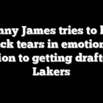 Bronny James tries to hold back tears in emotional reaction to getting drafted by Lakers