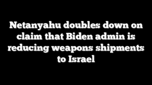 Netanyahu doubles down on claim that Biden admin is reducing weapons shipments to Israel