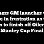 Panthers GM launches water bottle in frustration as team fails to finish off Oilers in Stanley Cup Final