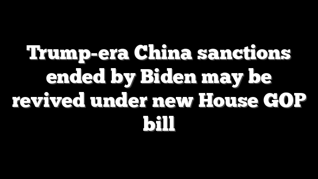 Trump-era China sanctions ended by Biden may be revived under new House GOP bill