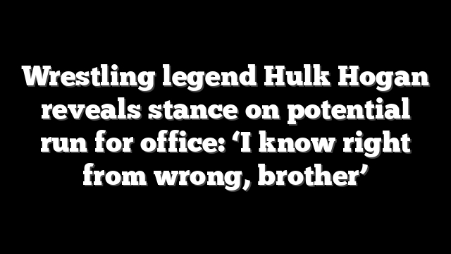 Wrestling legend Hulk Hogan reveals stance on potential run for office: ‘I know right from wrong, brother’