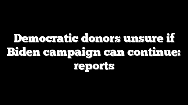 Democratic donors unsure if Biden campaign can continue: reports
