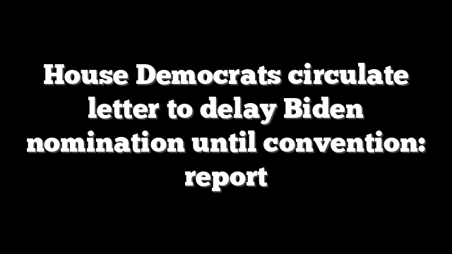 House Democrats circulate letter to delay Biden nomination until convention: report