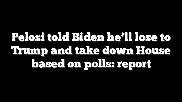 Pelosi told Biden he’ll lose to Trump and take down House based on polls: report