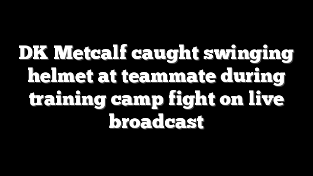 DK Metcalf caught swinging helmet at teammate during training camp fight on live broadcast