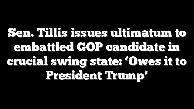 Sen. Tillis issues ultimatum to embattled GOP candidate in crucial swing state: ‘Owes it to President Trump’