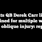 Saints QB Derek Carr likely sidelined for multiple weeks with oblique injury: reports