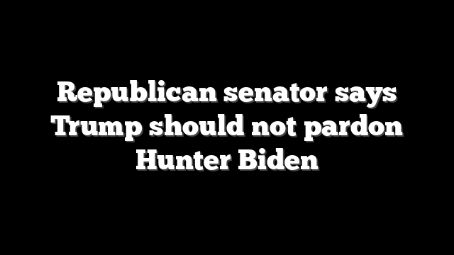 Republican senator says Trump should not pardon Hunter Biden