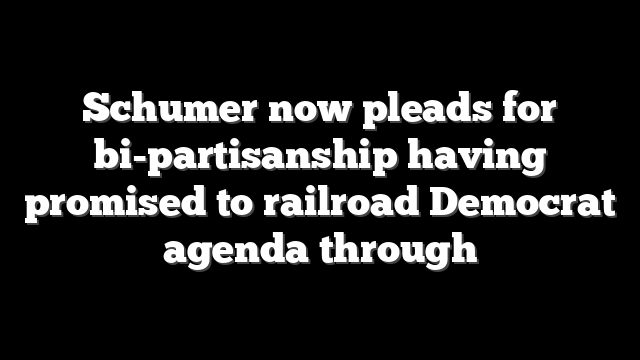 Schumer now pleads for bi-partisanship having promised to railroad Democrat agenda through