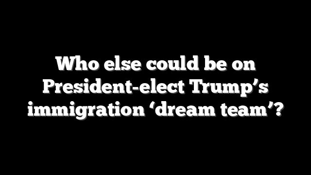 Who else could be on President-elect Trump’s immigration ‘dream team’?