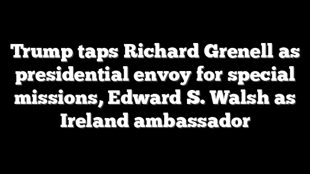 Trump taps Richard Grenell as presidential envoy for special missions, Edward S. Walsh as Ireland ambassador