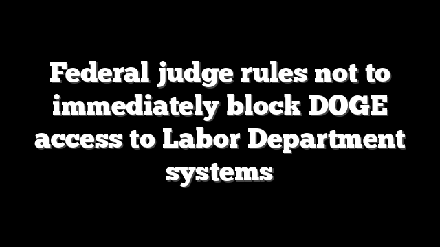 Federal judge rules not to immediately block DOGE access to Labor Department systems