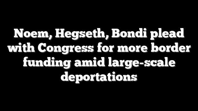 Noem, Hegseth, Bondi plead with Congress for more border funding amid large-scale deportations