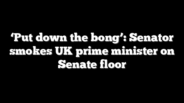 ‘Put down the bong’: Senator smokes UK prime minister on Senate floor