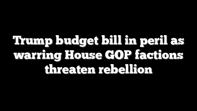 Trump budget bill in peril as warring House GOP factions threaten rebellion