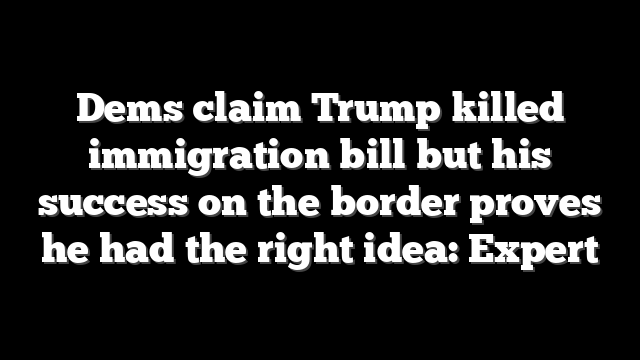 Dems claim Trump killed immigration bill but his success on the border proves he had the right idea: Expert