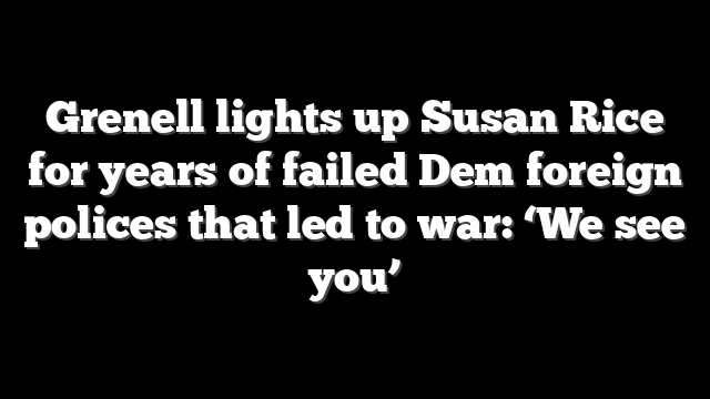Grenell lights up Susan Rice for years of failed Dem foreign polices that led to war: ‘We see you’