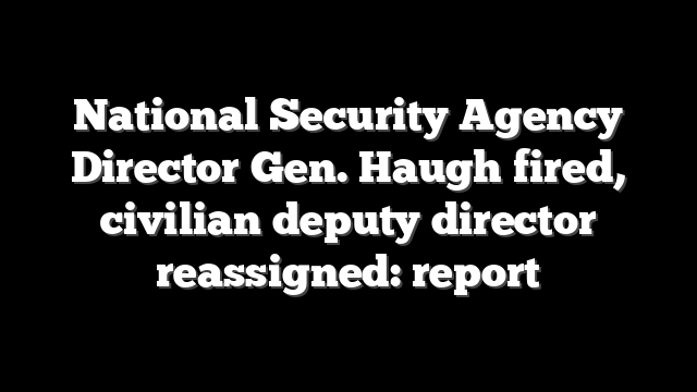 National Security Agency Director Gen. Haugh fired, civilian deputy director reassigned: report