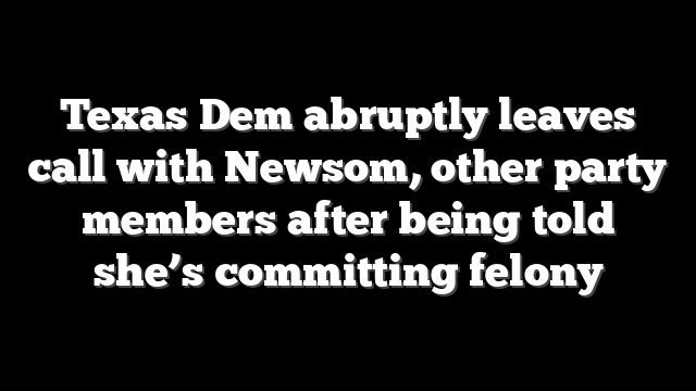 Texas Dem abruptly leaves call with Newsom, other party members after being told she’s committing felony