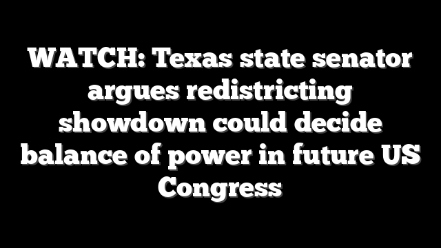 WATCH: Texas state senator argues redistricting showdown could decide balance of power in future US Congress