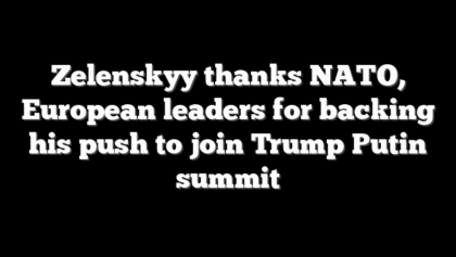 Zelenskyy thanks NATO, European leaders for backing his push to join Trump‑Putin summit