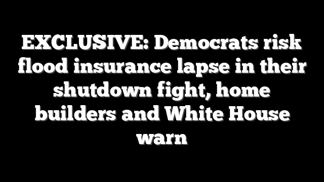 EXCLUSIVE: Democrats risk flood insurance lapse in their shutdown fight, home builders and White House warn