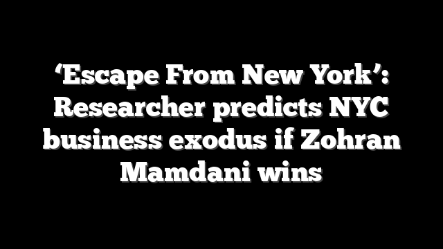 ‘Escape From New York’: Researcher predicts NYC business exodus if Zohran Mamdani wins