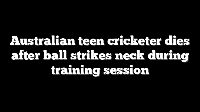 Australian teen cricketer dies after ball strikes neck during training session