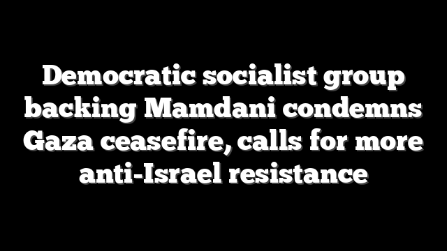 Democratic socialist group backing Mamdani condemns Gaza ceasefire, calls for more anti-Israel resistance