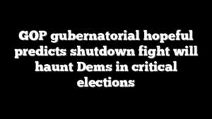 GOP gubernatorial hopeful predicts shutdown fight will haunt Dems in critical elections