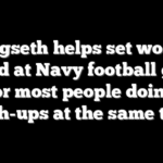 Hegseth helps set world record at Navy football game for most people doing push-ups at the same time