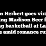 Justin Herbert goes viral for saving Madison Beer from flying basketball at Lakers game amid romance rumors
