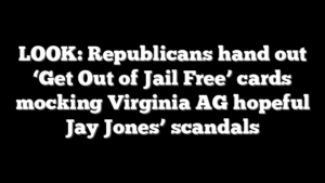 LOOK: Republicans hand out ‘Get Out of Jail Free’ cards mocking Virginia AG hopeful Jay Jones’ scandals