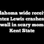 Oklahoma wide receiver Keontez Lewis crashes into brick wall in scary moment vs Kent State